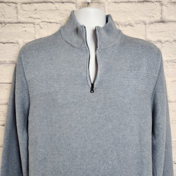 NWT Flag & Anthem Mens Quarter Zip Size Small Blue Sweater - Picture 3 of 12